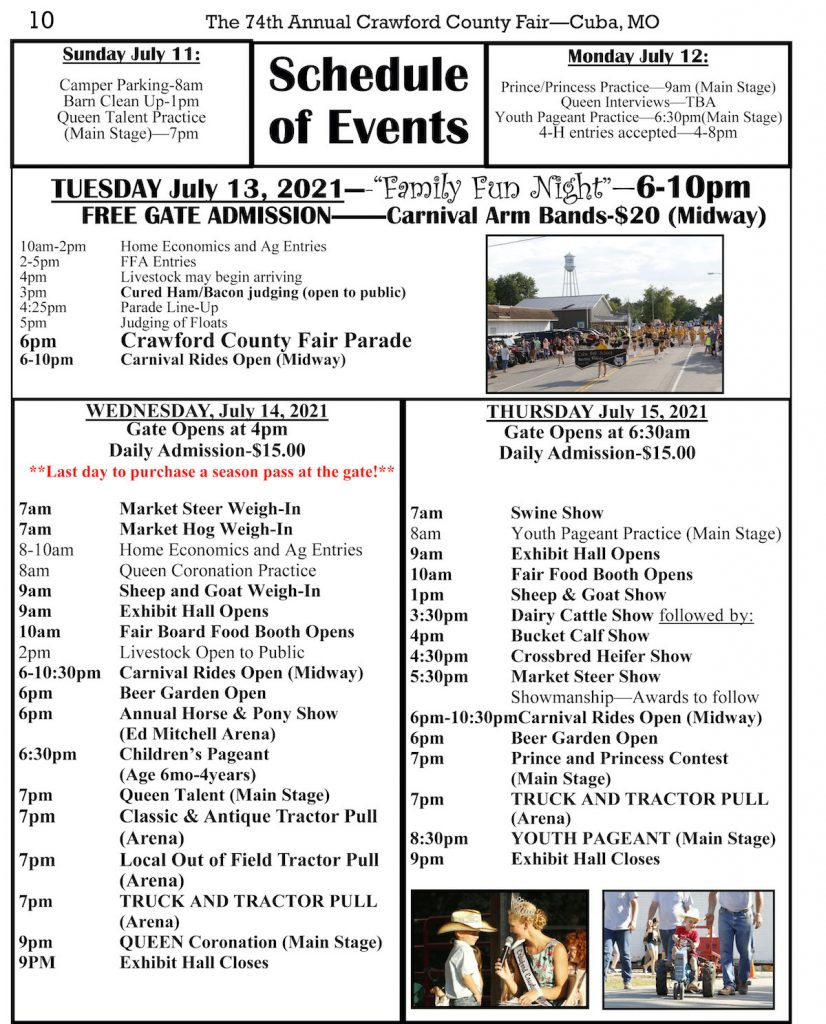 Crawford County Fair 2024 Schedule Of Events Sonja Lavina