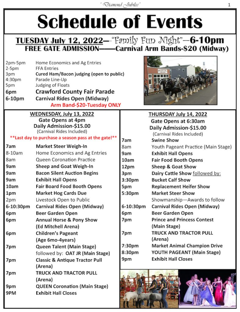 Event Schedule Crawford County Fair